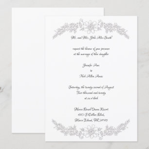 Chic White Silver Foil Floral Wedding Invitation