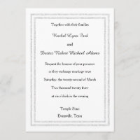 Chic White Silver Glitter Trim- Wedding Invitation