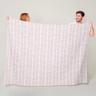 Chic White Soft Blush Pink Abstract Chevron Art Fleece Blanket