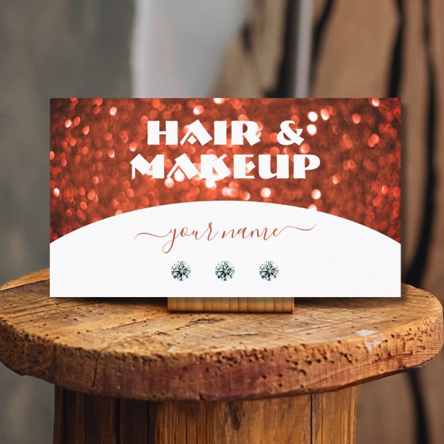 Chic White Vermilion Red Sparkle Glitter Glamourou Business Card (Creator Uploaded)