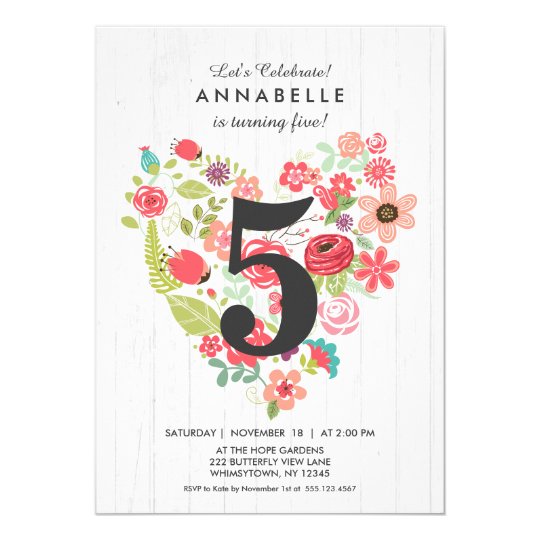 Chic White Wood & Heart Birthday Party Invitations