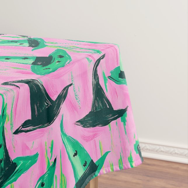 Chic Wicked Witch Hats Green and Black  Tablecloth (In Situ)