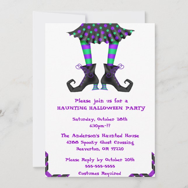 Chic Wicked Witch Legs Costume Party Invitation (Front)