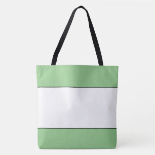 Chic Wide Outlined White Light Green Edge Stripes  Tote Bag
