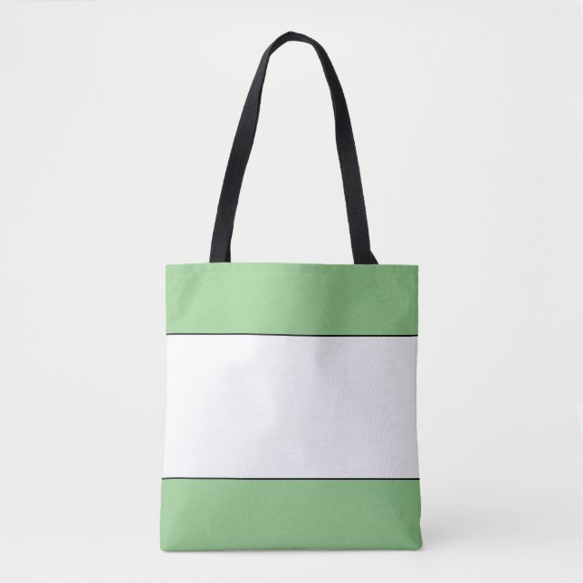 Chic Wide Outlined White Light Green Edge Stripes  Tote Bag (Front)