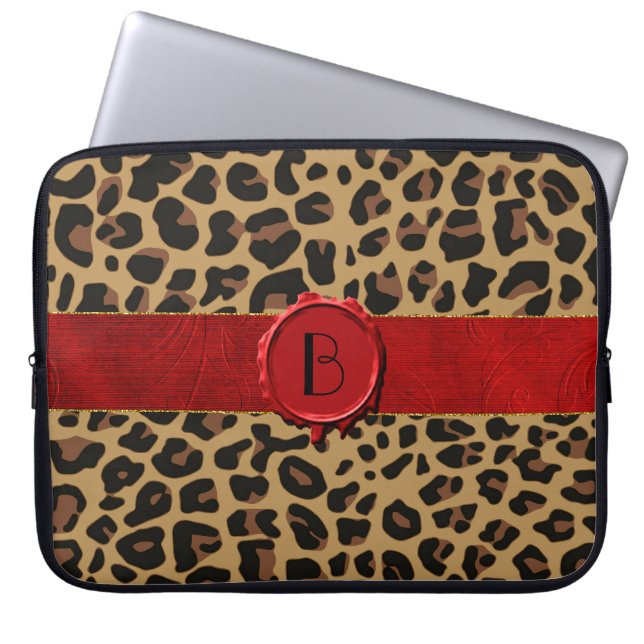 Chic Wild Animal Print with Monogram Laptop Case (Front)
