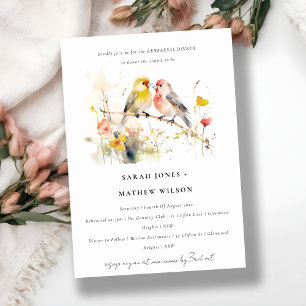 Chic Wild Botanical Love Birds Rehearsal Dinner Invitation