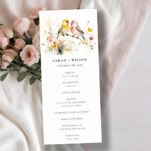 Chic Wild Botanical Love Birds Wedding Progrom Invitation