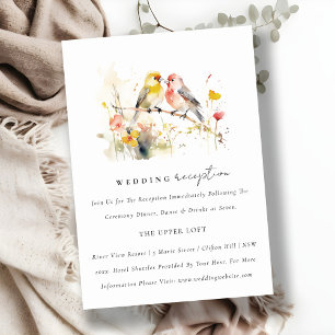 Chic Wild Botanical Love Birds Wedding Reception Enclosure Card