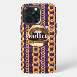 Chic Wild Pattern Gold lips Gift Beauty Girly iPhone 13 Pro Case