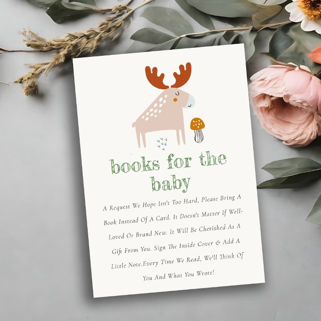 Chic Wild Woodland Animals Books For Baby Shower Enclosure Card (Creator Uploaded)