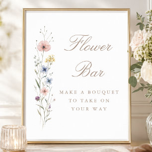 Chic Wildflower Baby Shower Party Flower Bar Sign