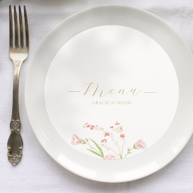 Chic Wildflower Bouquet Ivory Card Wedding Menu (Creator Uploaded)