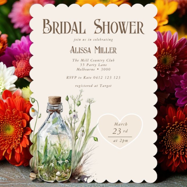 Chic Wildflower Mason Jar Tan Bridal Shower  Invit Invitation (Creator Uploaded)