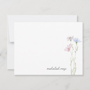 Chic Wildflower Meadow Calligraphy Personalised Card