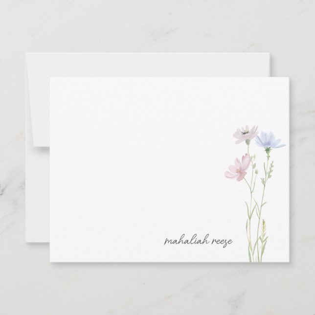 Chic Wildflower Meadow Calligraphy Personalised Card (Front)