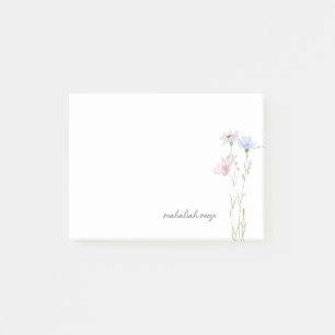 Chic Wildflower Meadow Calligraphy Personalised Post-it Notes