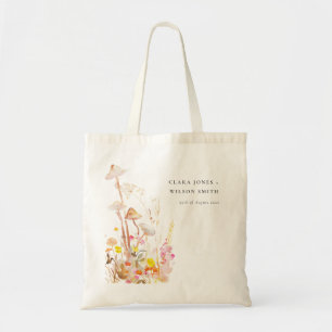 Chic Wildflower Mushroom Autumn Botanical Wedding Tote Bag