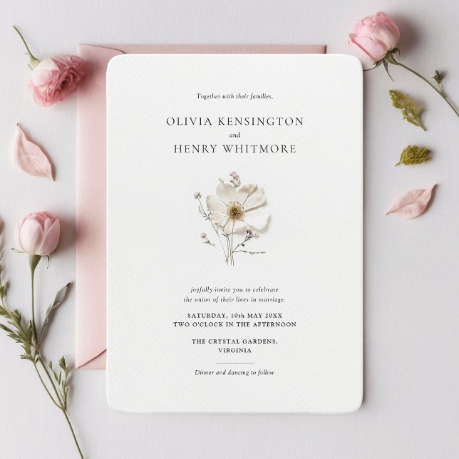 Chic Wildflower Rounded Corner Style Wedding Invitation (Creator Uploaded)