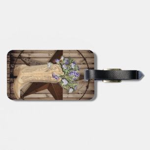 Chic Wildflower Texas Star Western country cowgirl Luggage Tag