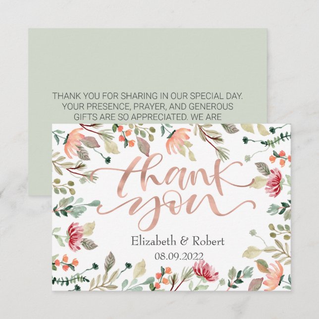 Chic Wildflower Thank You Card (Front/Back)
