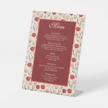Chic Wildflower Tulip Minimalist Wedding Menus
