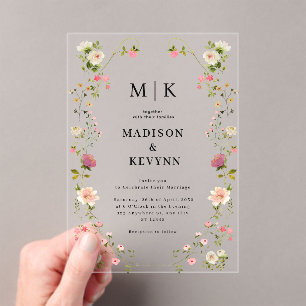Chic Wildflower Wedding Acrylic Invitations