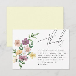 Chic Wildflowers Baby Shower Floral Thank You Card