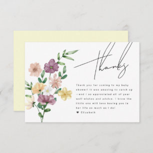 Chic Wildflowers Baby Shower Floral Thank You Card