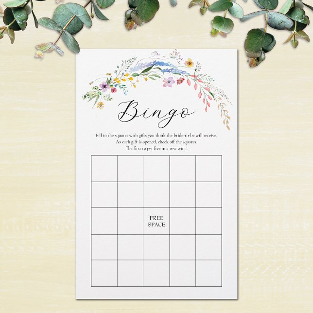 Chic Wildflowers Bridal Shower Bingo Game (Chic Wildflowers Bridal Shower Bingo Game Cards on light weight paper)
