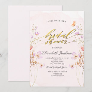 Chic Wildflowers Butterflies Bridal Shower Invitation