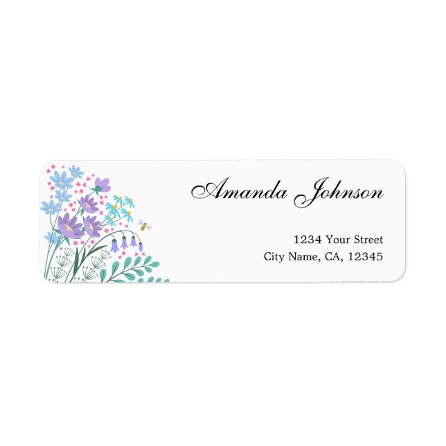 Chic Wildflowers Lilac Pink Return Address Labels (Front)