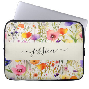 Chic wildflowers pattern laptop sleeve