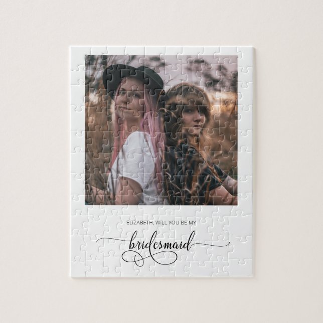 Chic Will You Be My Bridesmaid Proposal Photo Jigsaw Puzzle (Vertical)