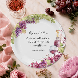 Chic Wine and Dine Housewarming Party Paper Plate