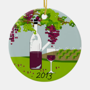 CHIC WINE-LOVERS CHRISTMAS 2013 CERAMIC ORNAMENT