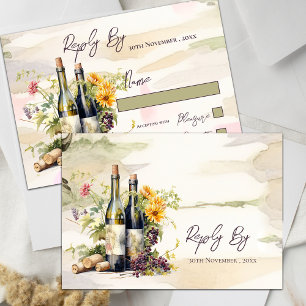 Chic Winery Rustic Grapevine-Inspired Wedding RSVP Card