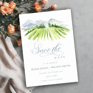 Chic Winery Vineyard Mountain Dusky Blue Grey Save The Date