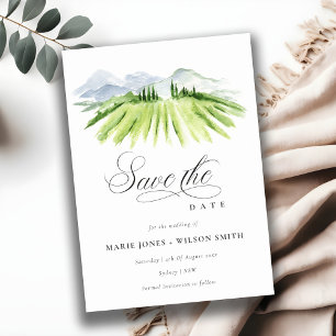 Chic Winery Vineyard Mountain Save The Date Card