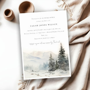 Chic Winter Snow Mountain Landscape Bridal Shower Invitation