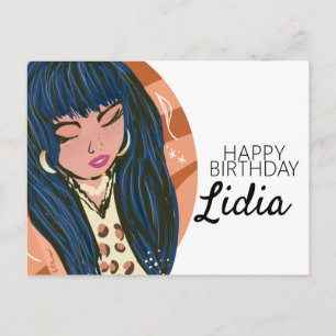 Chic Woman Beauty Fashionista Blogger Birthday Postcard