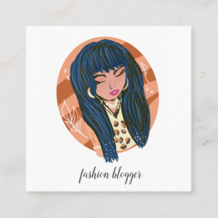 Chic Woman Beauty Fashionista Blogger Planner Busi Square Business Card
