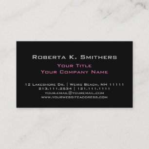 Chic Woman's Pink and Black Elegant Professional Business Card