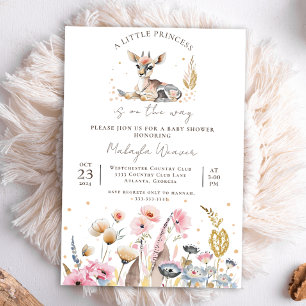 Chic Woodland Animals Boho Tribal Girl Baby Shower Invitation