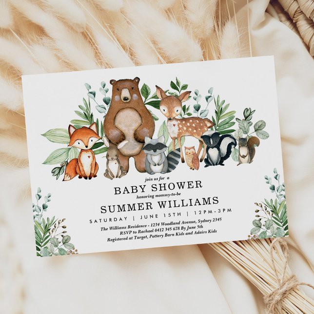 Chic Woodland Animals Forest Neutral Baby Shower Invitation (Creator Uploaded)