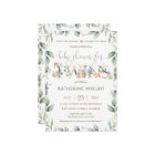 Chic Woodland Animals Greenery Twins Baby Shower
