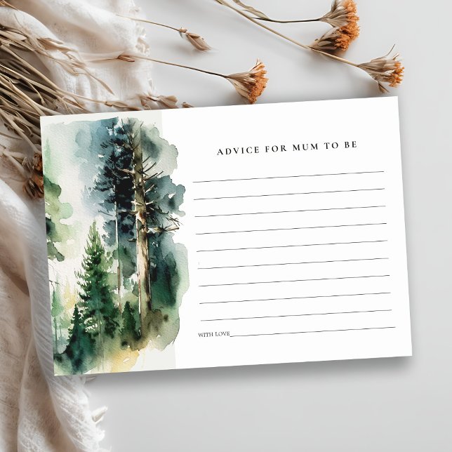 Chic Woodland Forest Advice For Mum Baby Shower Enclosure Card (Creator Uploaded)