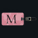 Chic World Traveller Map Pink Monogram Name Script Luggage Tag<br><div class="desc">Elegant Pink Black World Map Travel Traveller Monogram Script Name Stylish Bag Tag</div>