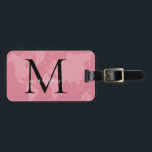Chic World Traveller Map Pink Monogram Name Script Luggage Tag<br><div class="desc">Elegant Pink Black World Map Travel Traveller Monogram Script Name Stylish Bag Tag</div>