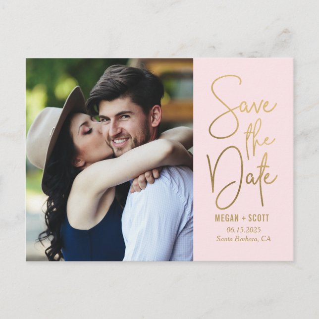 Chic Writing EDITABLE COLOR Save The Date Postcard (Front)